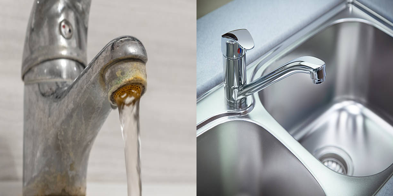 Grifo y ducha con agua dura vs agua tratada